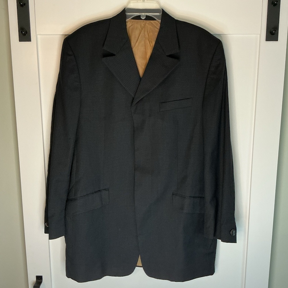 Vintage FUBU The‎ Collection Wool Blazer 42R Black Y2K Hip Hop Suit Jacket